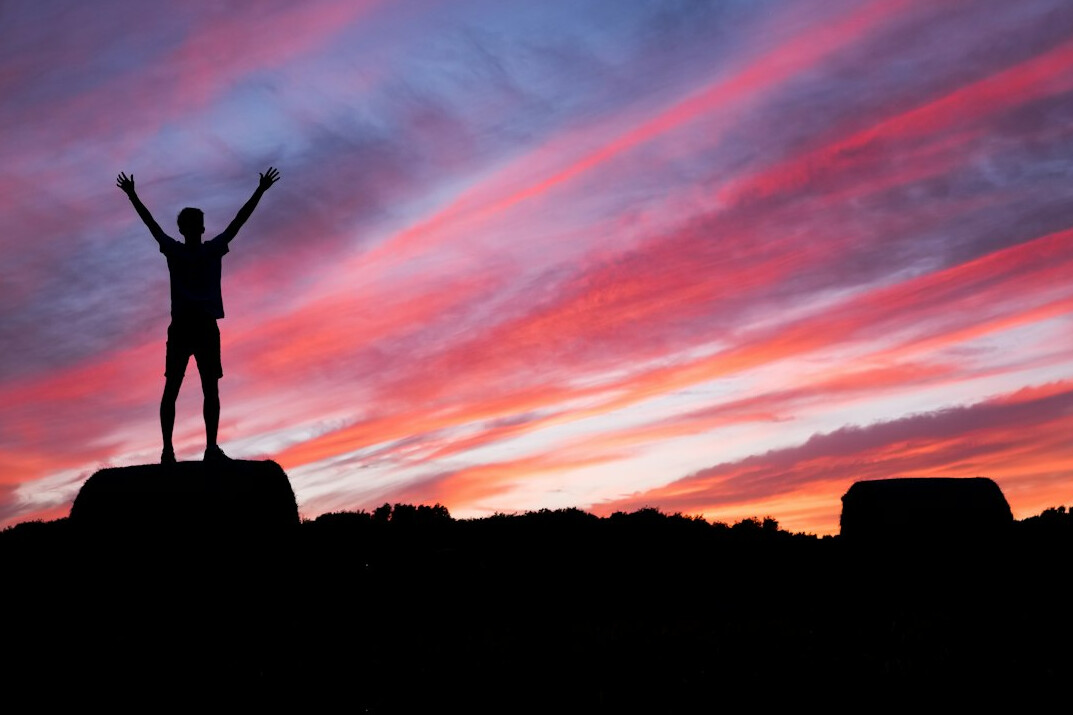 person celebrating achievement