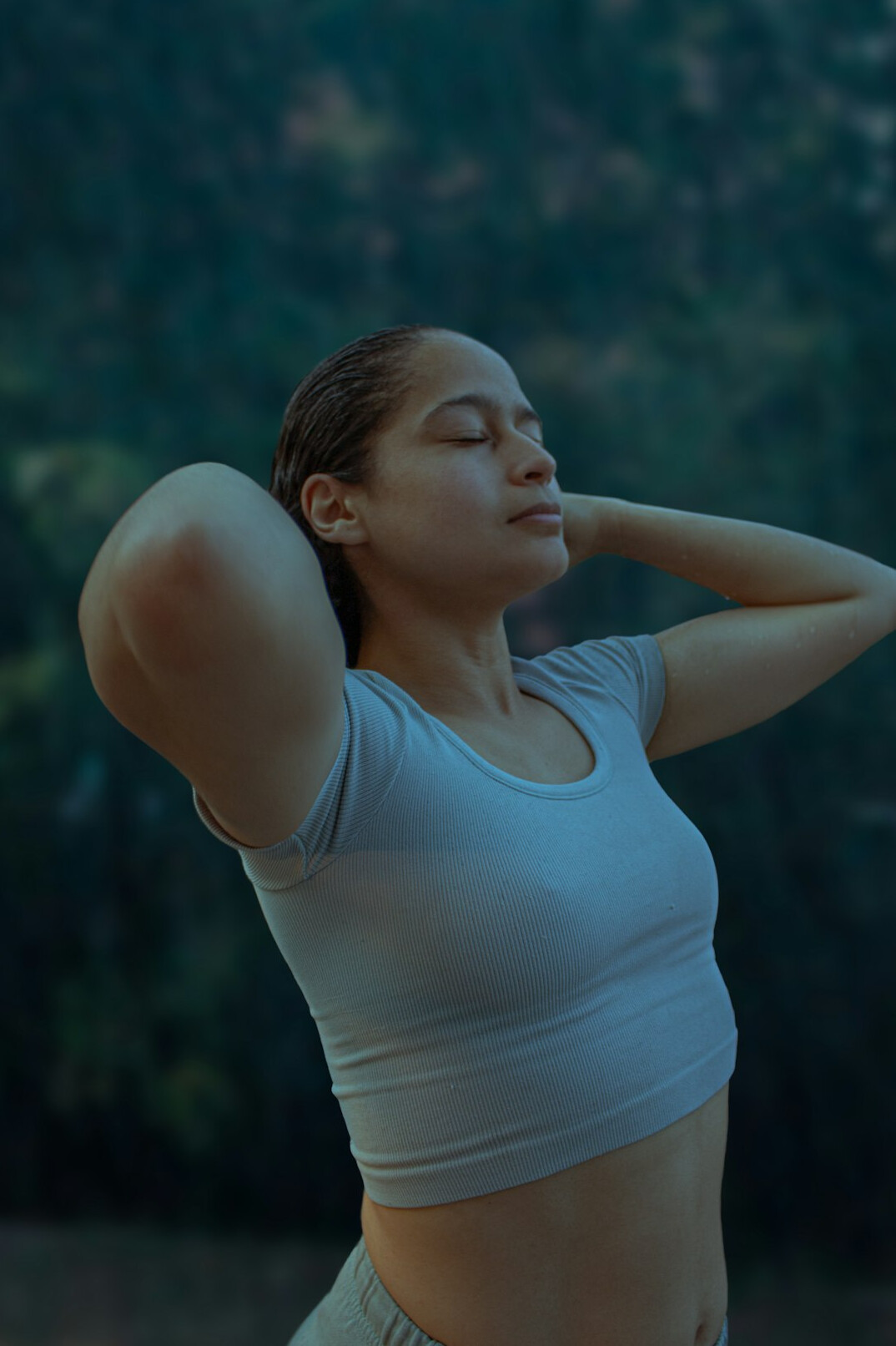 woman practicing breathing exercises